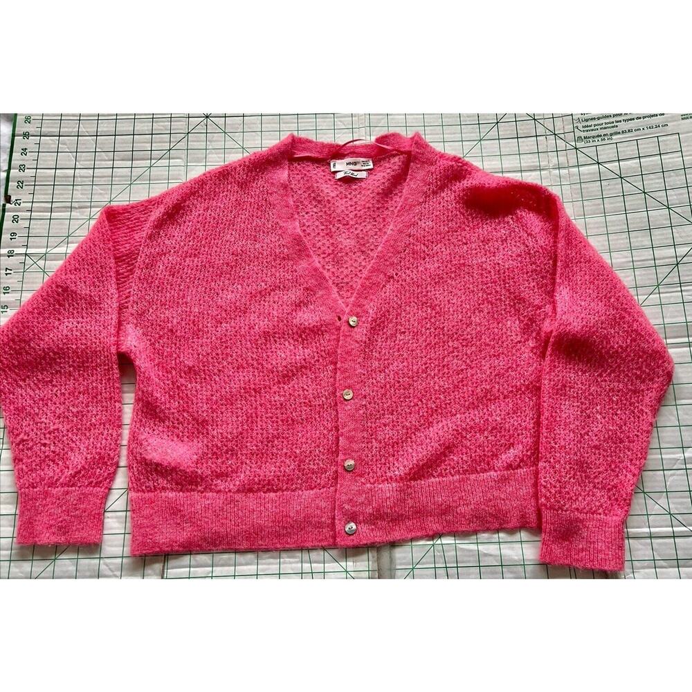 Mango Pink V-Neck Button Front Sweater Cardigan